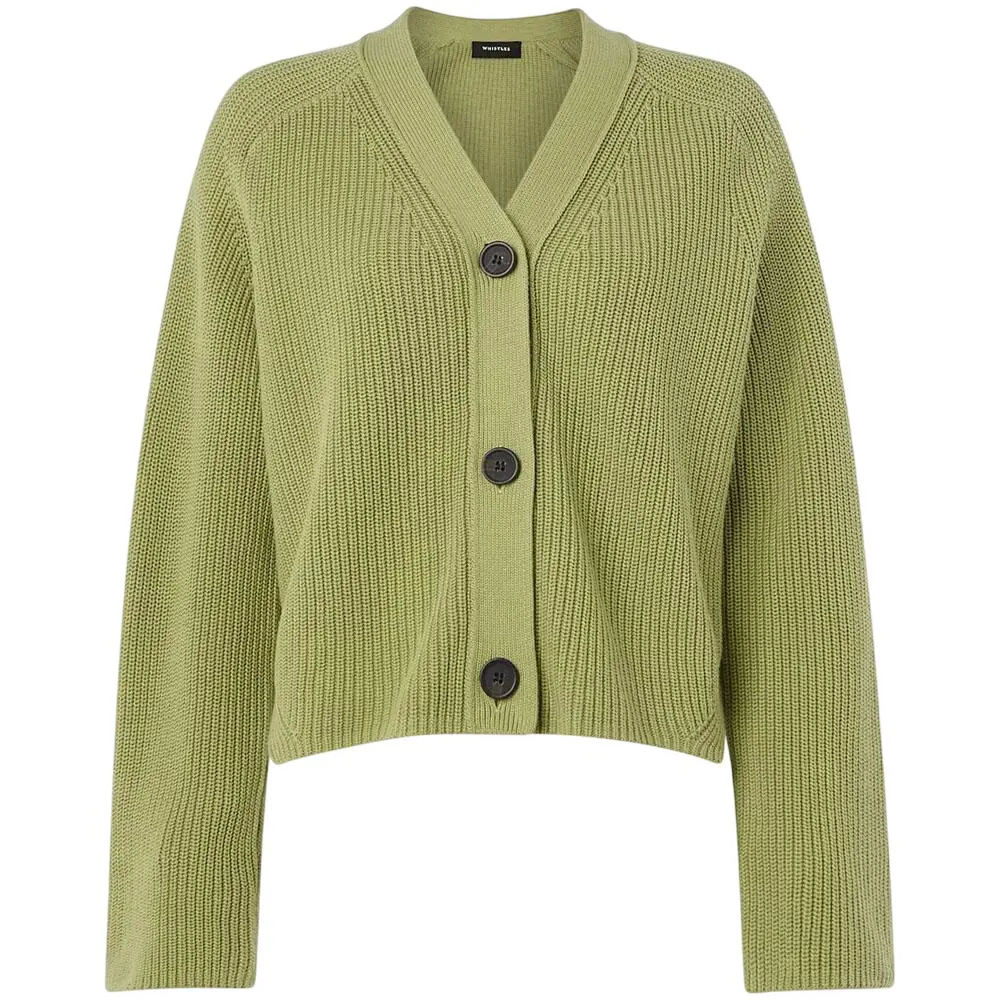 Whistles Green Nala Cotton Cardigan